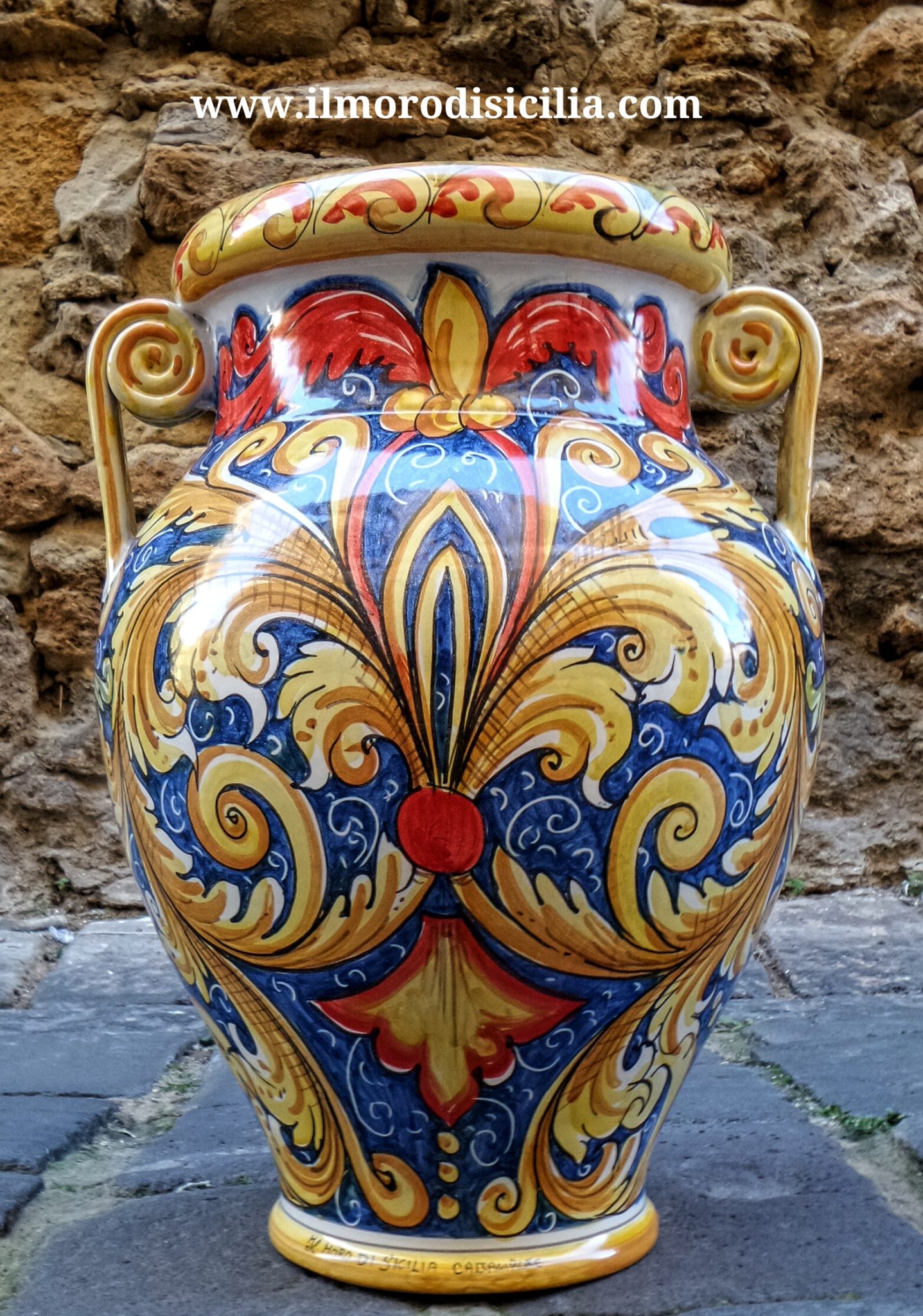 Vaso in Ceramica di Caltagirone dipinto a mano